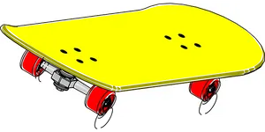 Yellow Skateboard Red Wheels PNG Image