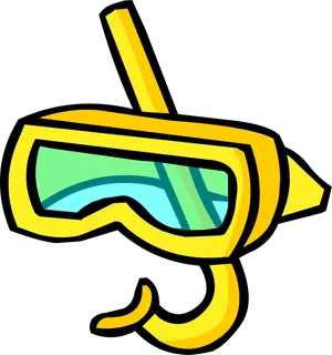 Yellow Snorkel Mask Vector PNG Image