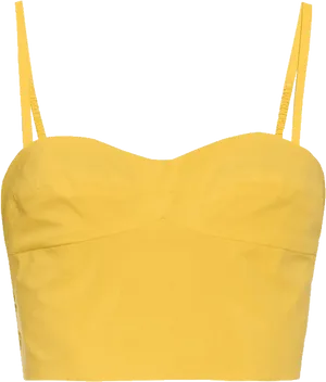 Yellow Spaghetti Strap Crop Top PNG Image