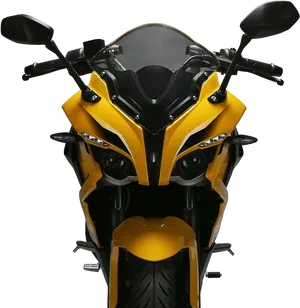 Yellow Sport Motorcycle Front View H D PNG Image