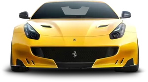 Yellow Sports Car Front View PNG Image