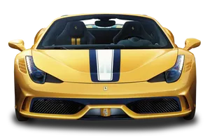 Yellow Sports Carwith Blue Stripe PNG Image