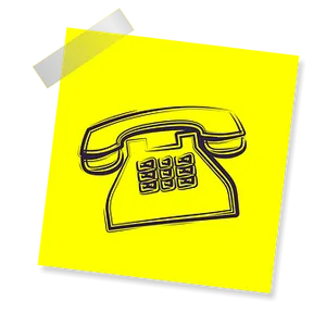 Yellow Sticky Note Telephone Drawing PNG Image