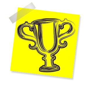 Yellow Sticky Note Trophy Drawing PNG Image