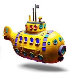 Yellow Submarine With Sunken Treasure Png 16 PNG Image