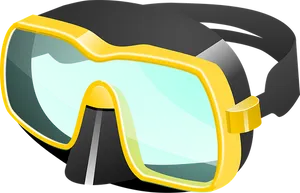 Yellow Trimmed Diving Mask Illustration PNG Image