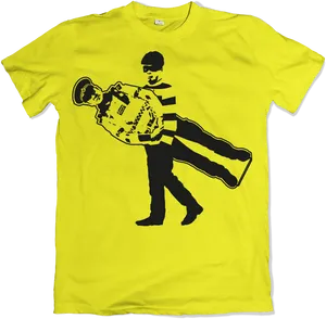 Yellow Tshirt Banksy Style Artwork PNG Image