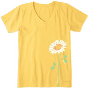 Yellow Tshirtwith Daisy Graphic PNG Image