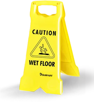 Yellow Wet Floor Sign PNG Image