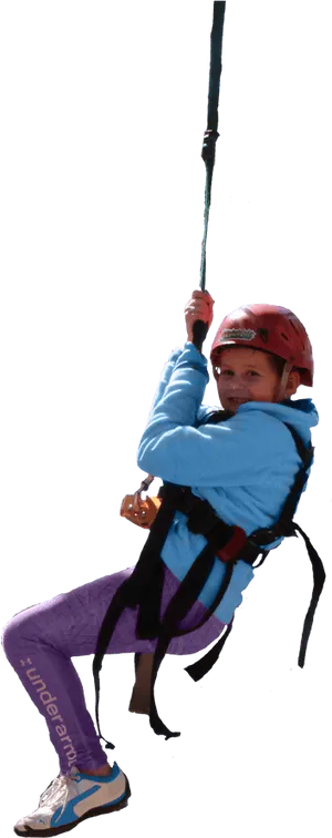 Young Climber Rappelling Down PNG Image