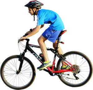 Young Cyclistin Action PNG Image