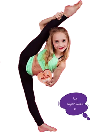 Young Girl Performing Aerobic Stretch PNG Image