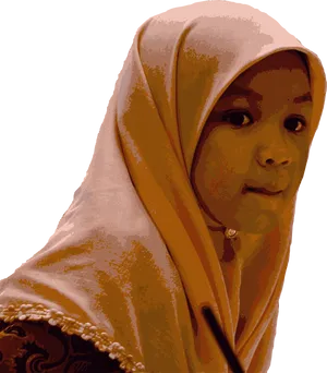 Young Girlin Orange Hijab PNG Image