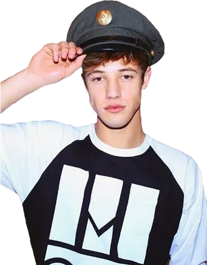 Young Man Tipping Cap PNG Image