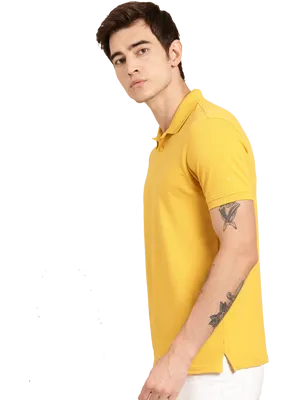 Young Man Yellow Polo Shirt PNG Image