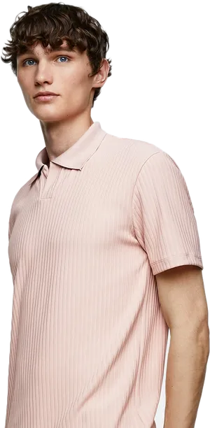 Young Manin Pink Polo Shirt PNG Image