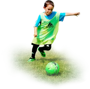 Young Player Kicking Soccer Ball PNG Image