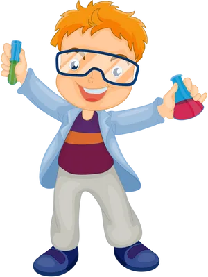 Young Scientist Cartoon Character PNG Image