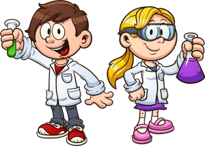 Young Scientists Cartoon PNG