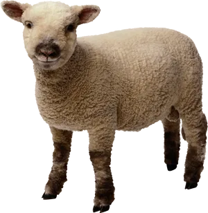 Young Sheep Standing Transparent Background PNG Image