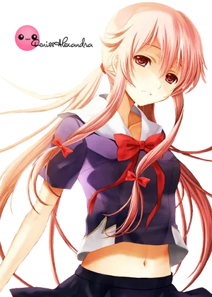 Yuno Gasai Anime Character PNG Image