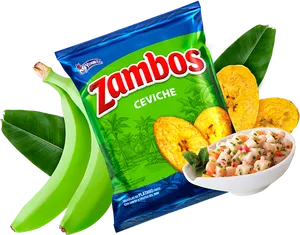 Zambos Ceviche Flavored Plantain Chips Packaging PNG Image