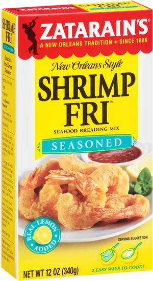 Zatarains Shrimp Fry Seasoned Mix Box PNG Image