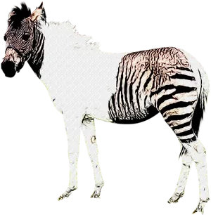 Zebra Horse Hybrid Illustration PNG Image