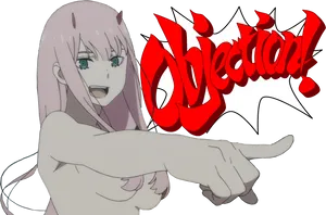 Zero Two Objection Meme PNG Image