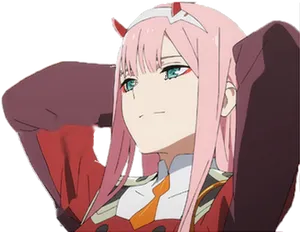 Zero Two Profile Pose PNG Image