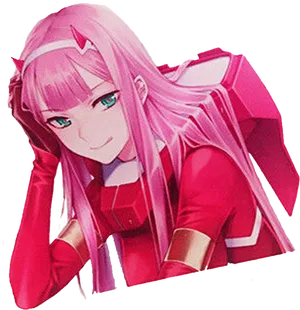 Zero Two Smiling Anime Character PNG Image