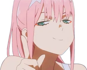 Zero Two Smiling Anime Portrait PNG Image