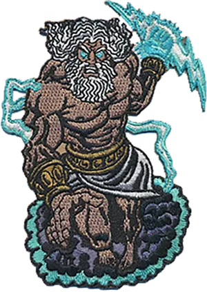 Zeus Greek God Embroidery Design PNG Image