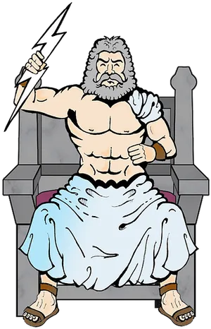 Zeus Greek God Thunderbolt Cartoon PNG Image