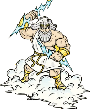 Zeus Greek God Thunderbolt Illustration PNG Image