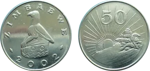 Zimbabwean_ Currency_50_ Cents_ Coin_2002 PNG Image