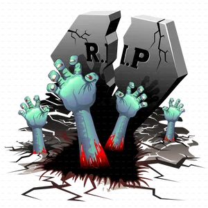 Zombie Hands Emerging From Grave PNG Image