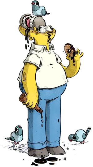 Zombie Homer Simpson Illustration PNG Image