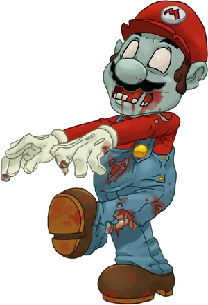 Zombie Plumber Cartoon Character PNG Image