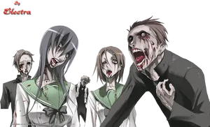 Zombie School Characters Illustration PNG Image