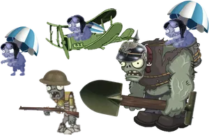 Zombie_ Soldiers_and_ Paratroopers PNG Image