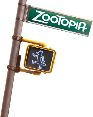 Zootopia Street Signand Pedestrian Signal PNG Image